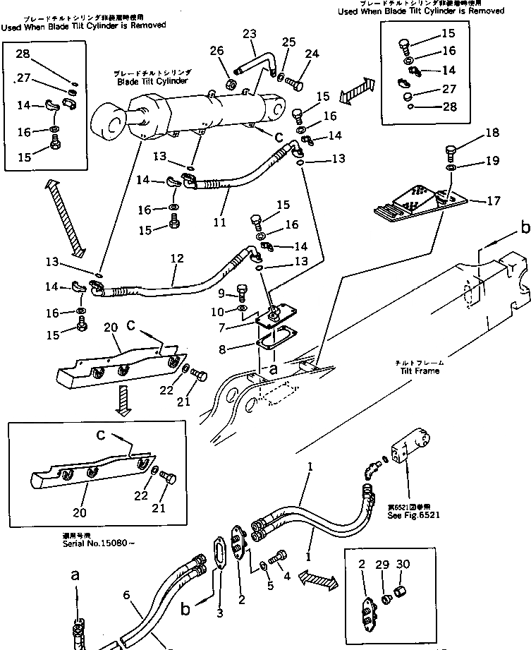 Схема запчастей Komatsu D375A-1 - ГИДРОЛИНИЯ (ПЕРЕКОС. ОТВАЛА ЛИНИЯ) (/)             (№-¤ 7-) УПРАВЛ-Е РАБОЧИМ ОБОРУДОВАНИЕМ