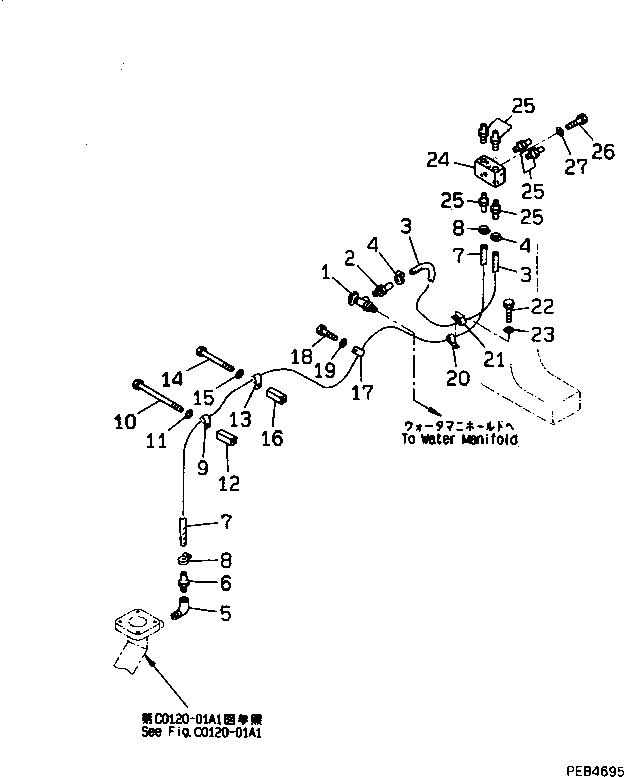 Схема запчастей Komatsu D375A-3D - ГИДР. ПРОВОД. ОБОГРЕВАТЕЛЯ (МОРОЗОУСТОЙЧИВ. СПЕЦ-Я)(№7-799) КОМПОНЕНТЫ ДВИГАТЕЛЯ
