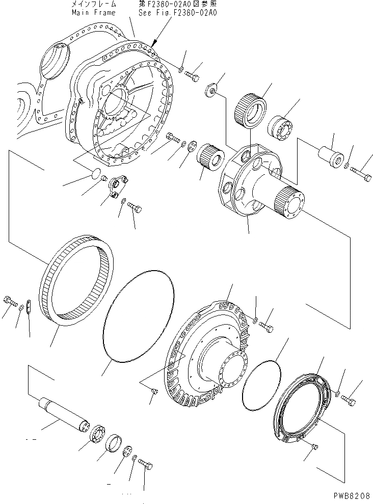 Схема запчастей Komatsu D375A-3D - КОНЕЧНАЯ ПЕРЕДАЧА¤ ЛЕВ. (ПРИВОД И НЕСУЩИЙ ЭЛЕМЕНТ)(№77-) СИЛОВАЯ ПЕРЕДАЧА И КОНЕЧНАЯ ПЕРЕДАЧА