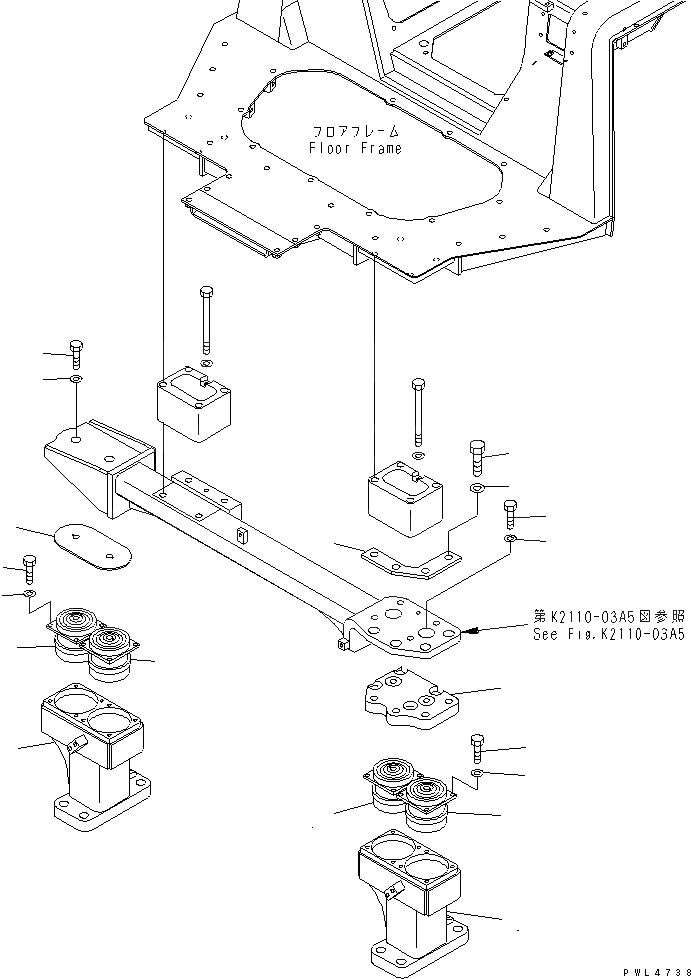 Схема запчастей Komatsu D375A-3D - КРЕПЛЕНИЕ ПОЛА (ПЕРЕДН.) (МОРОЗОУСТОЙЧИВ. СПЕЦ-Я) КАБИНА ОПЕРАТОРА И СИСТЕМА УПРАВЛЕНИЯ