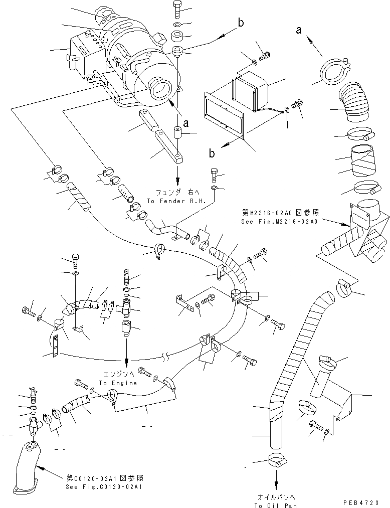 Схема запчастей Komatsu D375A-3D - ХЛАДАГЕНТ И ГИДР. ПРОВОД. ОБОГРЕВАТЕЛЯ (/) ЧАСТИ КОРПУСА