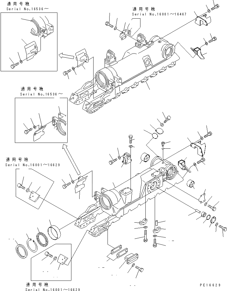 Схема запчастей Komatsu D375A-2 - ГУСЕНИЧНАЯ РАМА ГУСЕНИЦЫ
