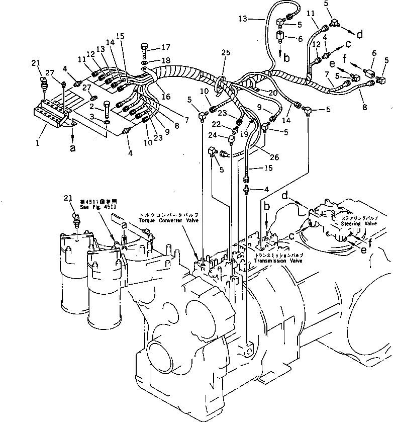 Схема запчастей Komatsu D375A-2 - КОНЦЕНТР. ТРУБЫ (ДЛЯ МАСЛ. PRESSURE КОНТРОЛЬ)           (ДЛЯ МАСЛ. CLINIC SERVICE) СИСТЕМА УПРАВЛЕНИЯ