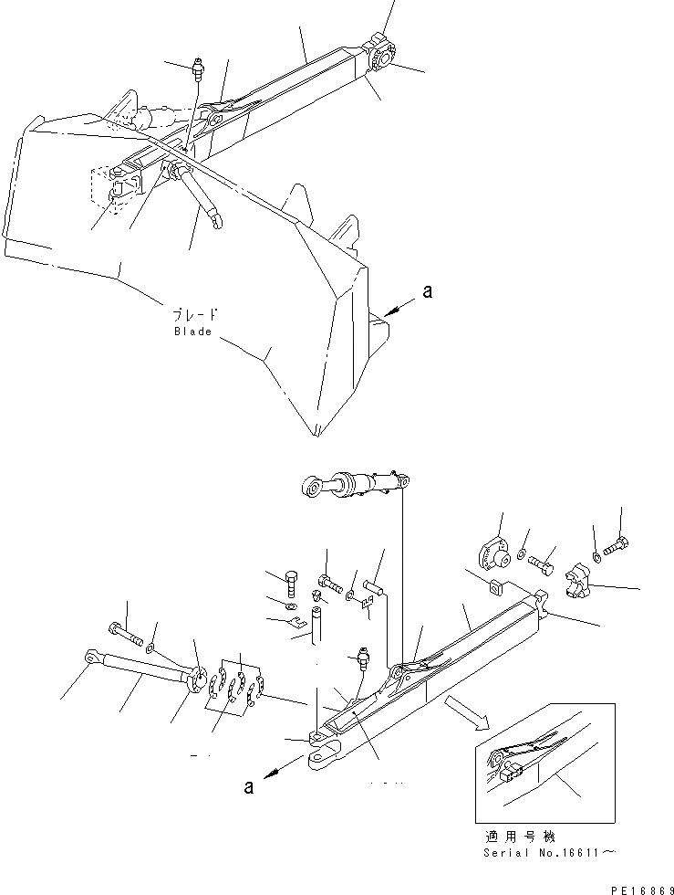 Схема запчастей Komatsu D375A-2 - РАМА ПРЯМ. ОТВАЛА (НАКЛОНЯЕМ. ОТВАЛ) РАБОЧЕЕ ОБОРУДОВАНИЕ