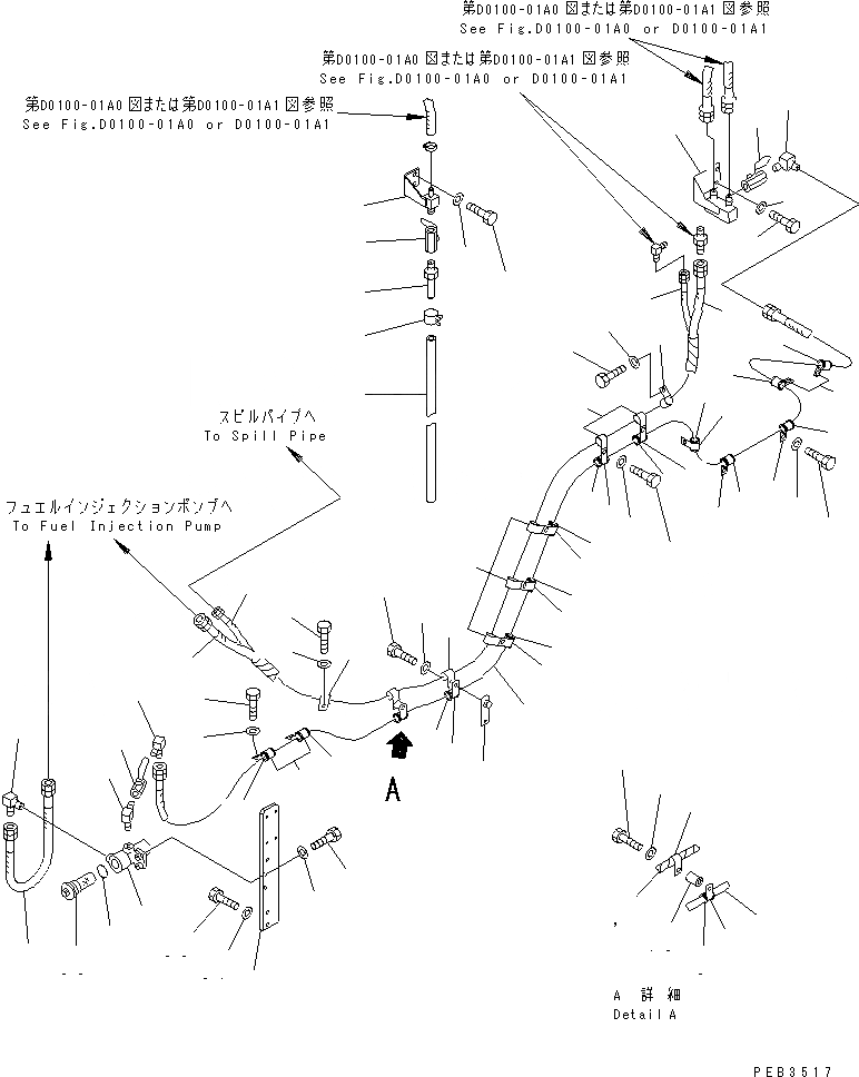 Схема запчастей Komatsu D375A-3 - ТОПЛИВОПРОВОД. ТОПЛИВН. БАК. AND КОМПОНЕНТЫ