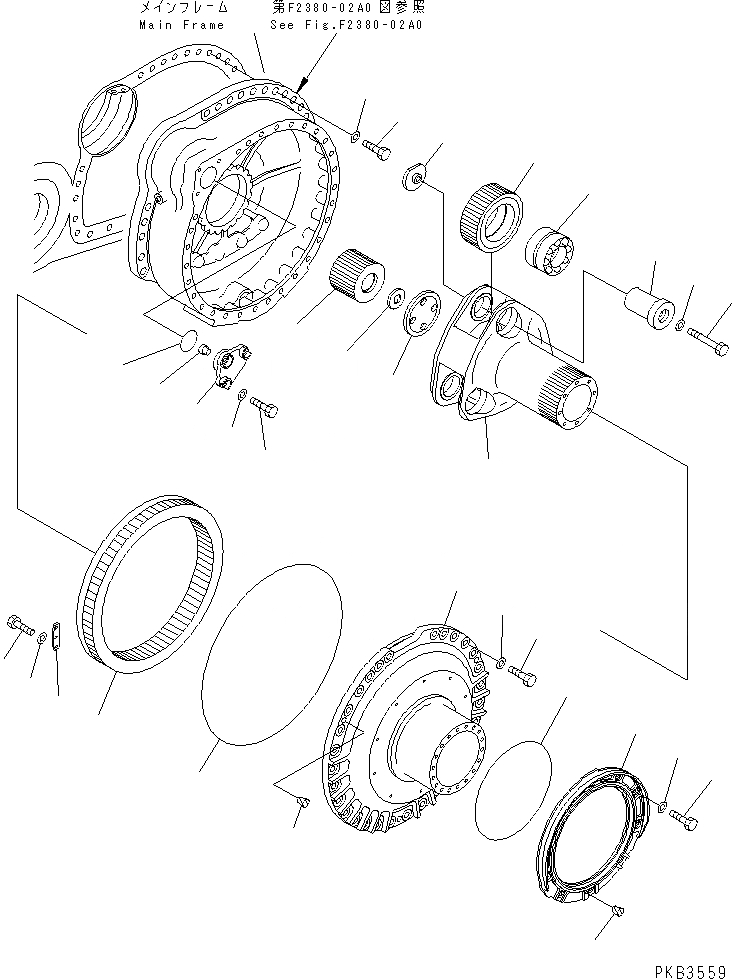 Схема запчастей Komatsu D375A-3 - КОНЕЧНАЯ ПЕРЕДАЧА¤ ЛЕВ. (ПРИВОД И НЕСУЩИЙ ЭЛЕМЕНТ)(№7-7) СИЛОВАЯ ПЕРЕДАЧА И КОНЕЧНАЯ ПЕРЕДАЧА