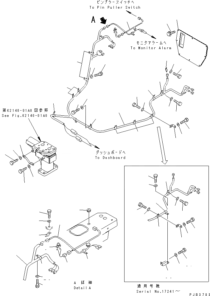 Схема запчастей Komatsu D375A-3 - ЭЛЕКТРОПРОВОДКА (ПОЛ) КАБИНА ОПЕРАТОРА И СИСТЕМА УПРАВЛЕНИЯ