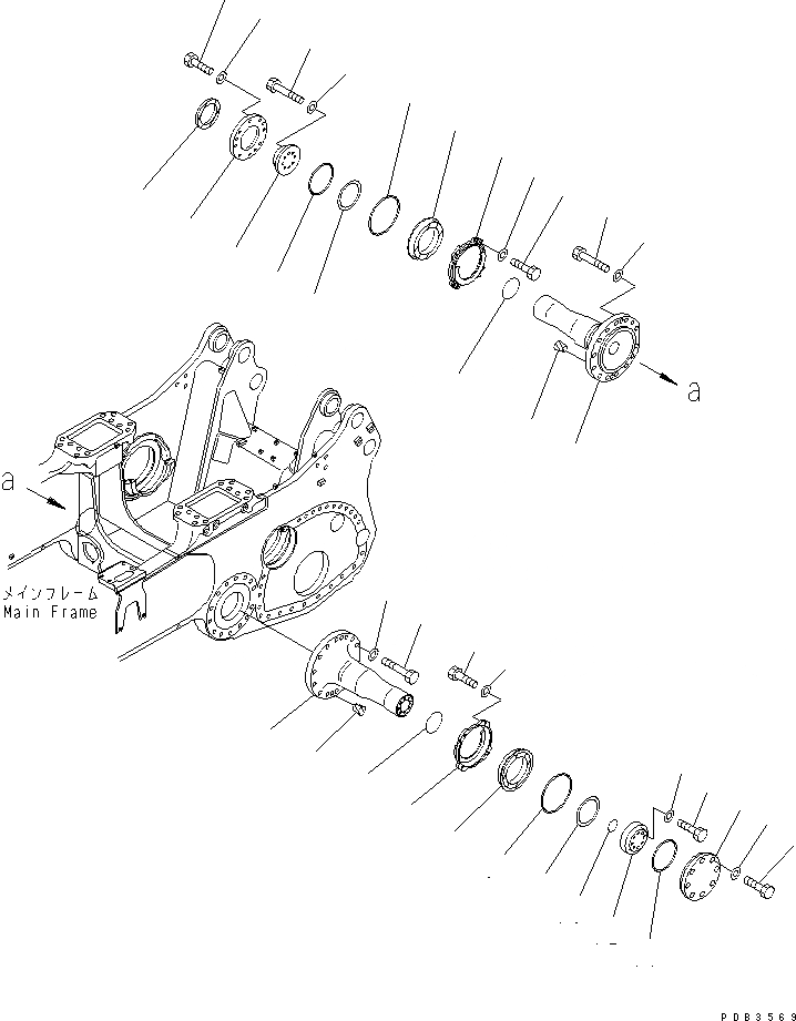 Схема запчастей Komatsu D375A-3A-01 - ПОВОРОТН. ШКВОРЕНЬ (7 ОПОРНЫЙ КАТОК)(№7-) ОСНОВН. РАМА И КОМПОНЕНТЫ