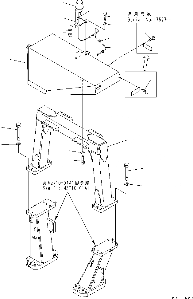 Схема запчастей Komatsu D375A-3A-01 - ROPS ЧАСТИ КОРПУСА (С ШИРОК. КАБИНОЙ И BEACON)(№7-) КАБИНА ОПЕРАТОРА И СИСТЕМА УПРАВЛЕНИЯ