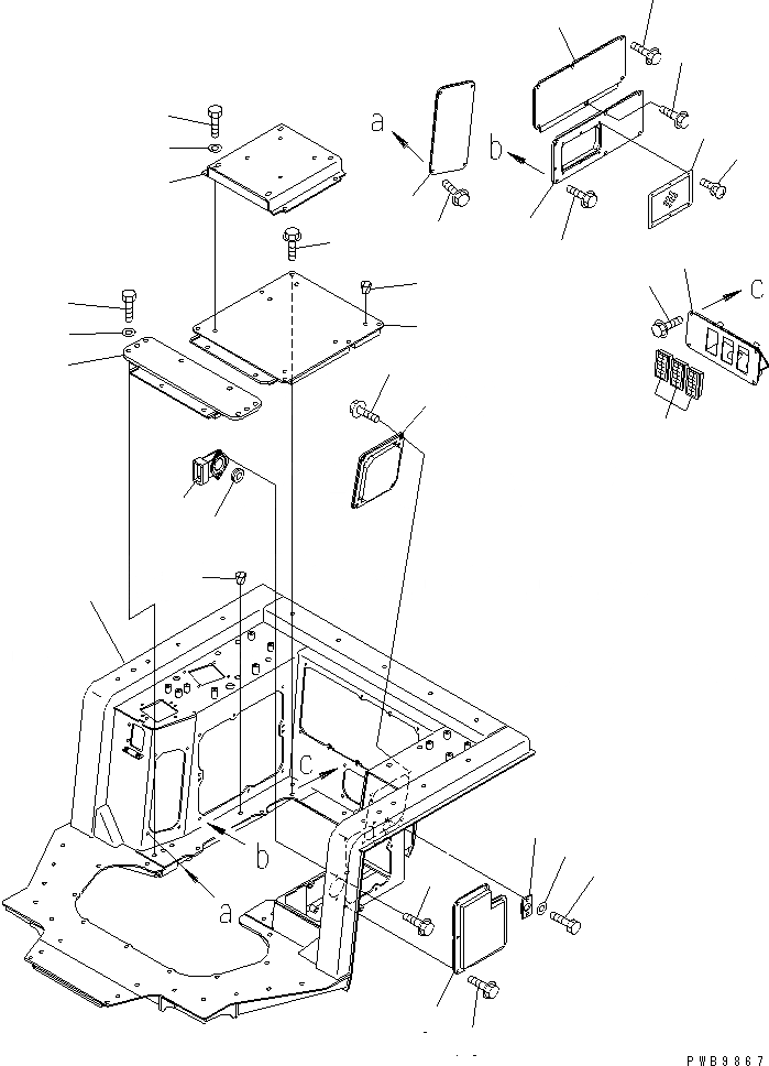 Схема запчастей Komatsu D375A-3A-01 - ОСНОВН. КОНСТРУКЦИЯ (С ШИРОК. КАБИНОЙ) (С ДОПОЛН. ОБОГРЕВАТ)(№7-) КАБИНА ОПЕРАТОРА И СИСТЕМА УПРАВЛЕНИЯ