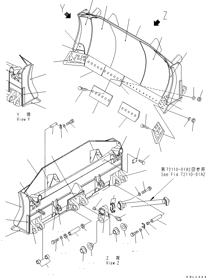 Схема запчастей Komatsu D375A-3A-01 - НАКЛОН. ПОЛУ-СФЕРИЧ. ОТВАЛ (УСИЛЕНН.) (С ВТУЛКА)          (С ТОЛКАЮЩ. ПЛАСТИНА)(№79-) РАБОЧЕЕ ОБОРУДОВАНИЕ