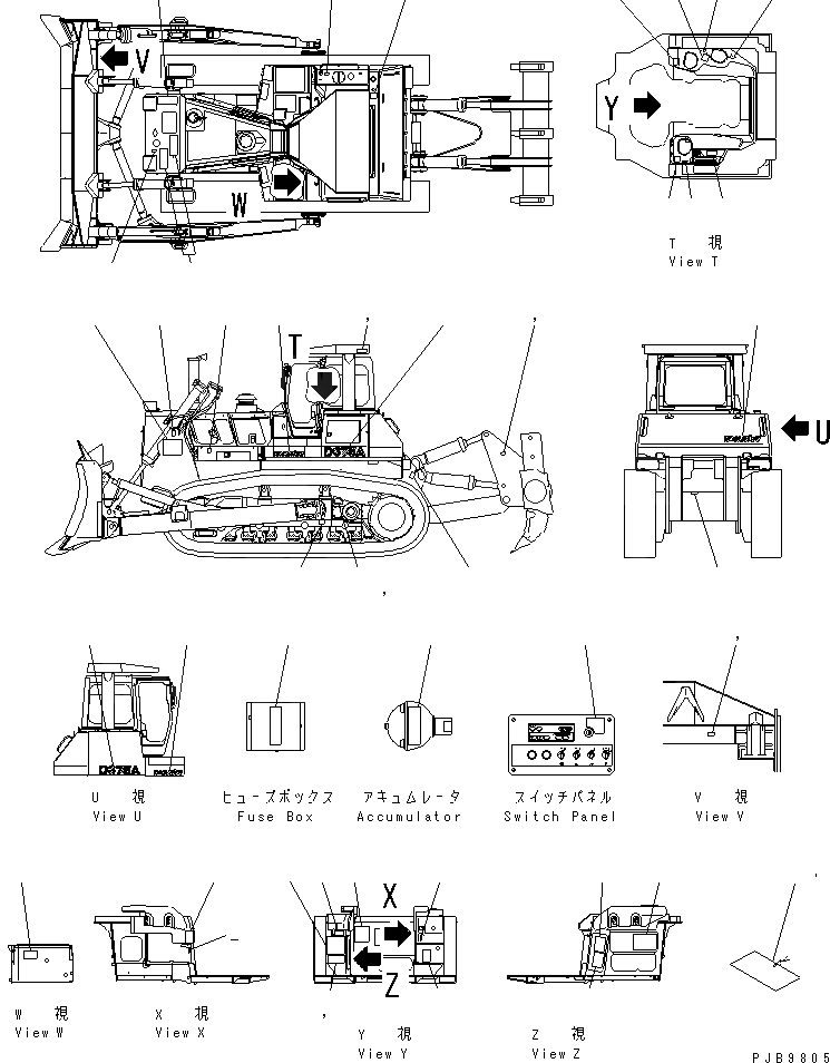 Схема запчастей Komatsu D375A-3A-01 - МАРКИРОВКА (ЯПОН.) (С ШИРОК. КАБИНОЙ)(№7-) МАРКИРОВКА