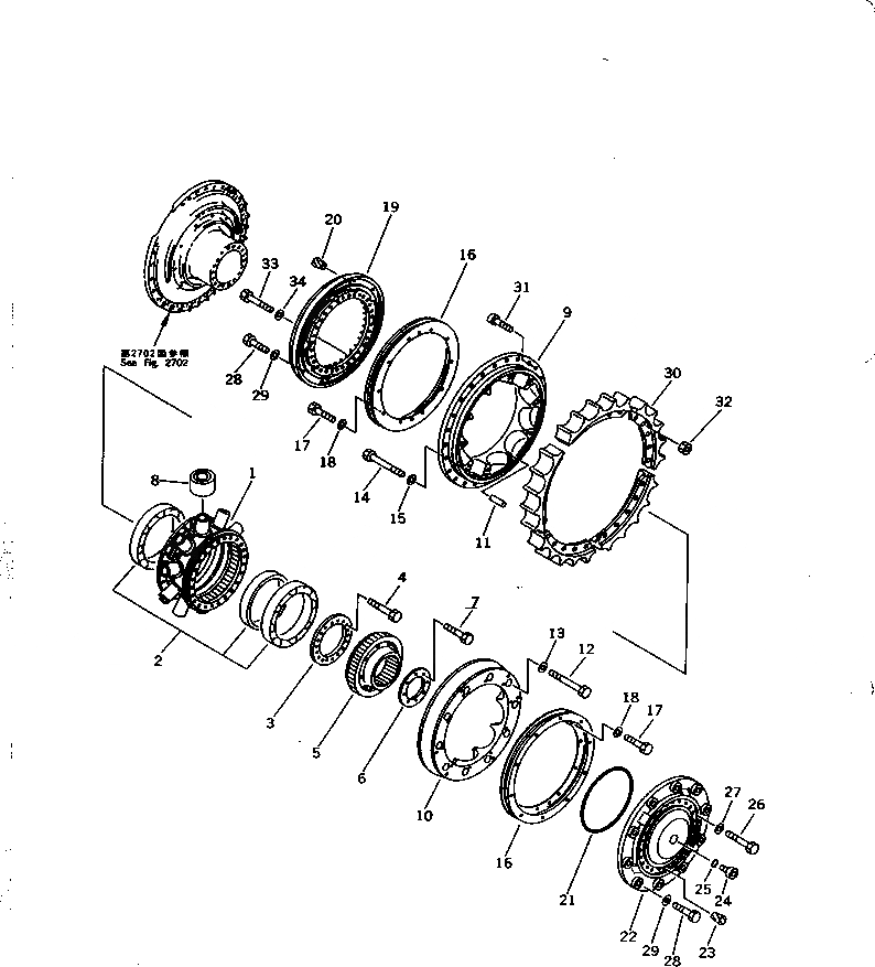 Схема запчастей Komatsu D375A-2 - КОНЕЧНАЯ ПЕРЕДАЧА (/) ГТР CONVERTOR¤ ТРАНСМИССИЯ¤ РУЛЕВ. УПРАВЛЕНИЕ И КОНЕЧНАЯ ПЕРЕДАЧА