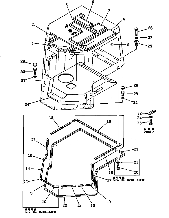 Схема запчастей Komatsu D375A-2 - СТАЛЬНАЯ КАБИНА (/9) (ВНУТР. ВЕРХН. ПАНЕЛЬ И КАБИНА КРЕПЛЕНИЕ) (МОРОЗОУСТОЙЧИВ. СПЕЦ-Я) ЧАСТИ КОРПУСА