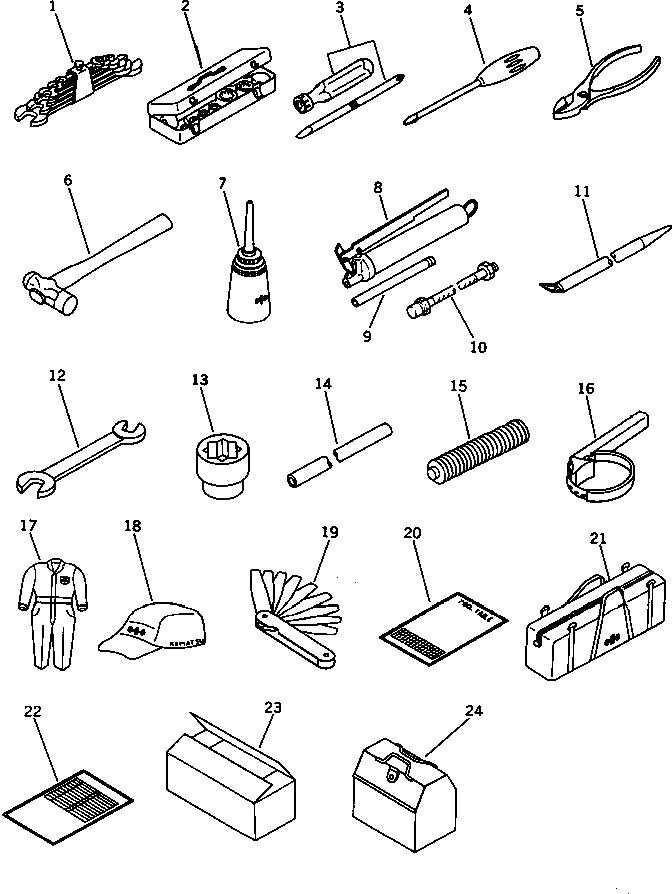 Схема запчастей Komatsu D375A-2 - ИНСТРУМЕНТ (КРОМЕ ЯПОН.) МАРКИРОВКА¤ ИНСТРУМЕНТ И РЕМКОМПЛЕКТЫ