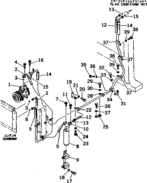 Схема запчастей Komatsu D375A-3-01 - ТРУБКИ КОНДИЦИОНЕРА КОМПОНЕНТЫ ДВИГАТЕЛЯ