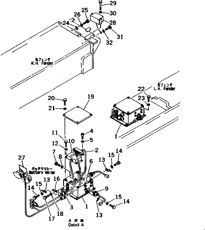 Схема запчастей Komatsu D375A-3-01 - ОСНОВН. POWER (ПРЕДОХРАНИТЕЛЬ КОРПУС И СИГН. ЗАДН. ХОДА) ЧАСТИ КОРПУСА