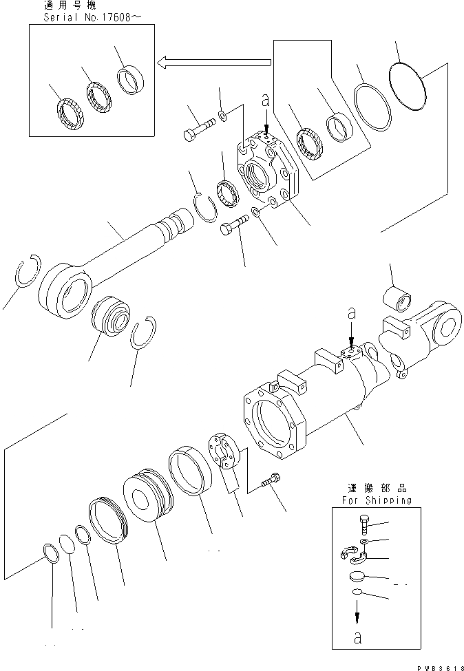 Схема запчастей Komatsu D375A-3-01 - ЦИЛИНДР ПЕРЕКОСА ОТВАЛА ОСНОВН. КОМПОНЕНТЫ И РЕМКОМПЛЕКТЫ