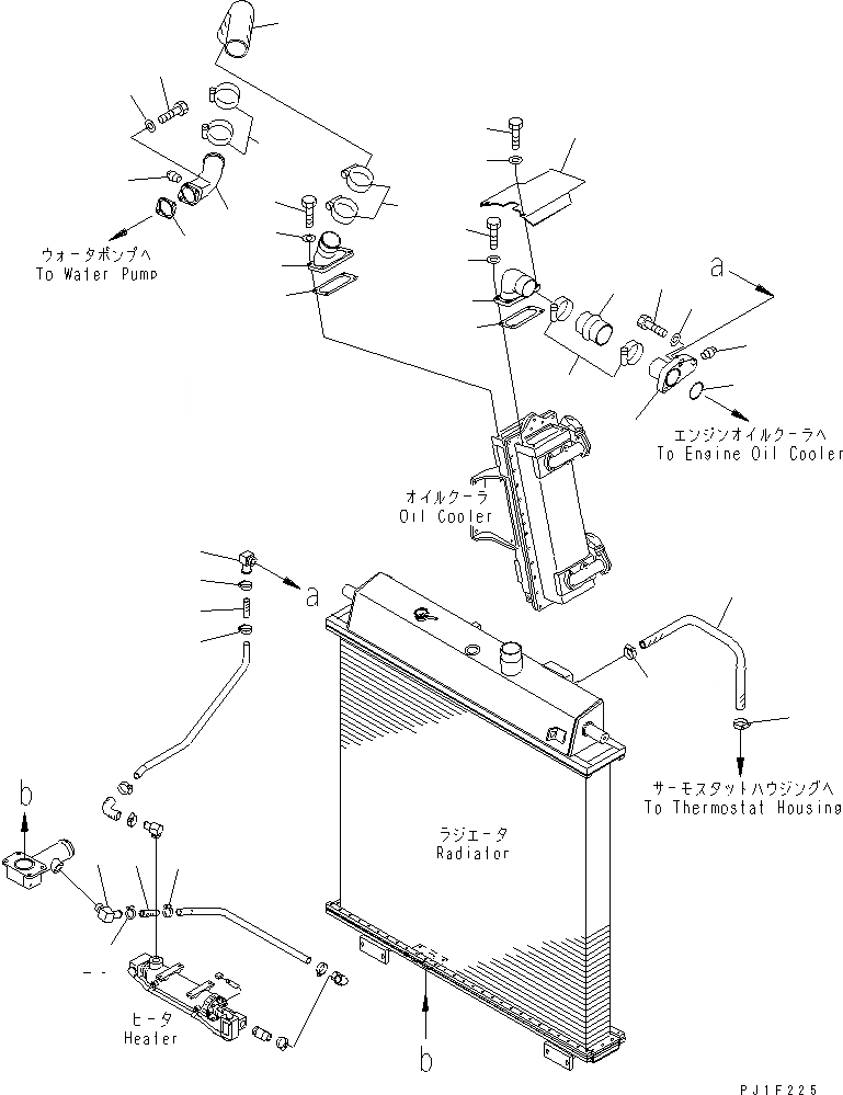 Схема запчастей Komatsu D375A-5 - ЛИНИИ МАСЛООХЛАДИТЕЛЯ (С ОБОГРЕВ. ПОДДОНА) СИСТЕМА ОХЛАЖДЕНИЯ