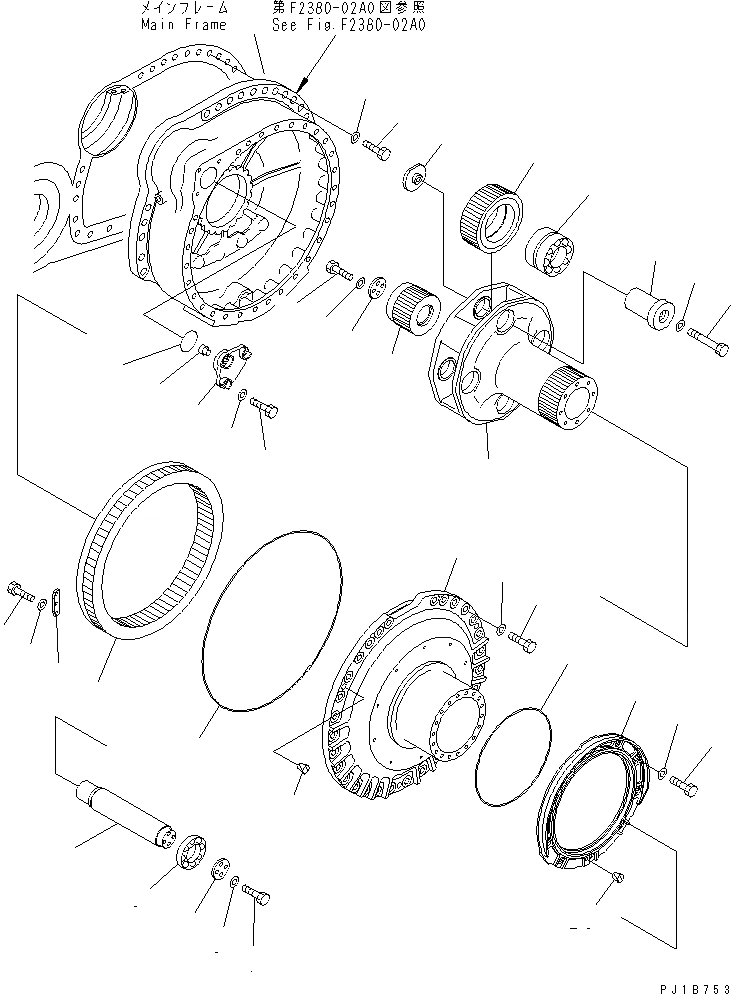 Схема запчастей Komatsu D375A-5 - КОНЕЧНАЯ ПЕРЕДАЧА (ЛЕВ.) (ПРИВОД И НЕСУЩИЙ ЭЛЕМЕНТ) (УСИЛЕНН.) (7 ОПОРНЫЙ КАТОК) (ДЛЯ ИНДОНЕЗ.) СИЛОВАЯ ПЕРЕДАЧА И КОНЕЧНАЯ ПЕРЕДАЧА