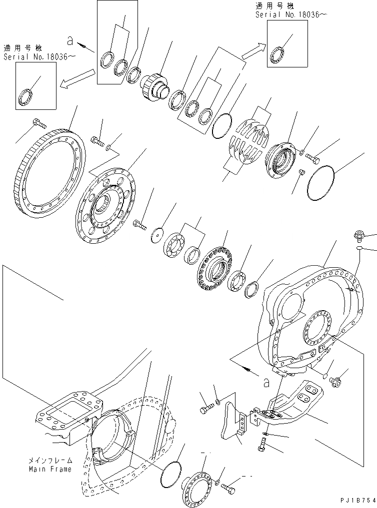 Схема запчастей Komatsu D375A-5 - КОНЕЧНАЯ ПЕРЕДАЧА (ПРАВ.) (КОРПУС) СИЛОВАЯ ПЕРЕДАЧА И КОНЕЧНАЯ ПЕРЕДАЧА