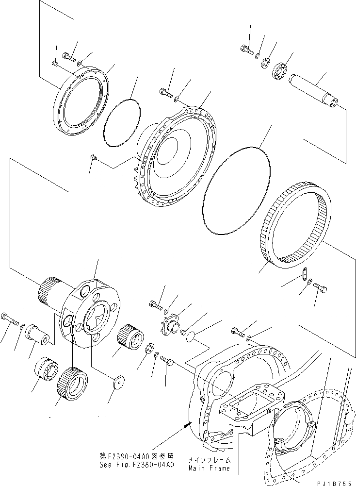 Схема запчастей Komatsu D375A-5 - КОНЕЧНАЯ ПЕРЕДАЧА (ПРАВ.) (ПРИВОД И НЕСУЩИЙ ЭЛЕМЕНТ) СИЛОВАЯ ПЕРЕДАЧА И КОНЕЧНАЯ ПЕРЕДАЧА