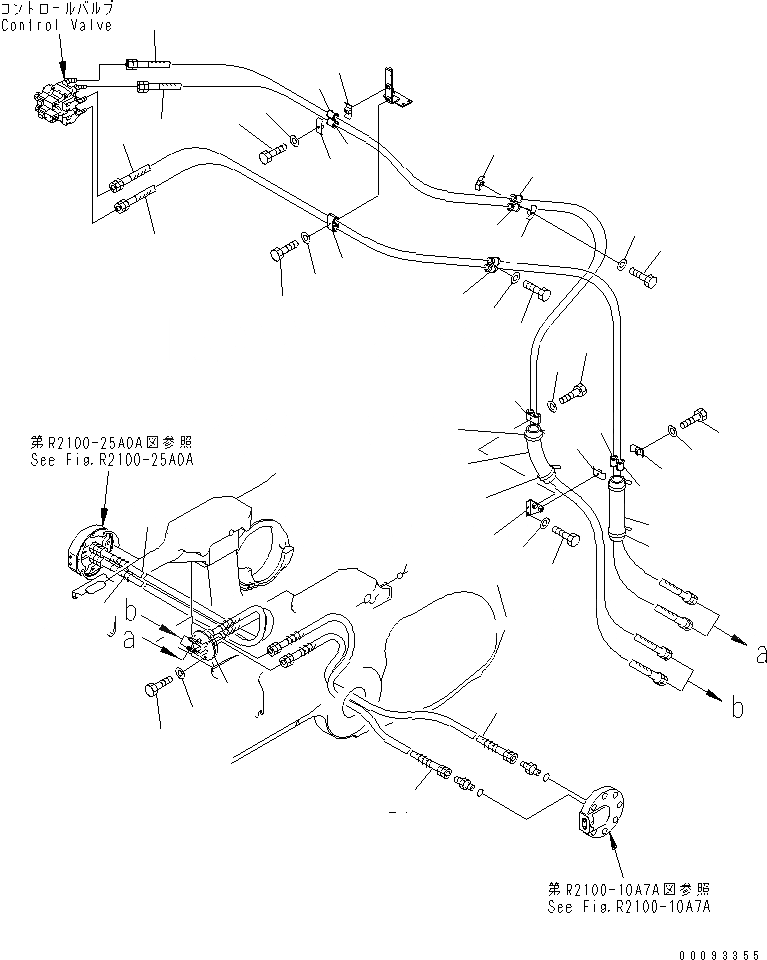 Схема запчастей Komatsu D375A-5 - ПЕРЕКОС. ОТВАЛА ЛИНИЯ (ОСНОВН. РАМА) (ДЛЯ ДВОЙН. НАКЛОН. PITCH DOZER)(№9-) ГИДРАВЛИКА