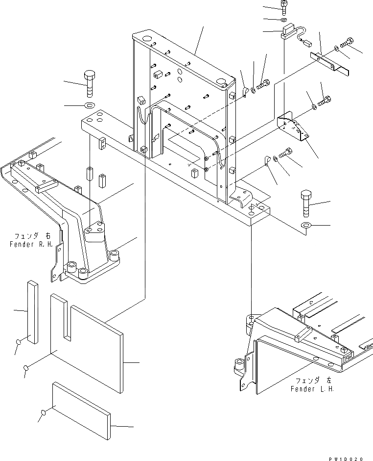 Схема запчастей Komatsu D375A-5 - ДАТЧИК И КОРПУС (ШУМОПОДАВЛ. СПЕЦ-ЯДЛЯ СТРАН ЕС) ЧАСТИ КОРПУСА