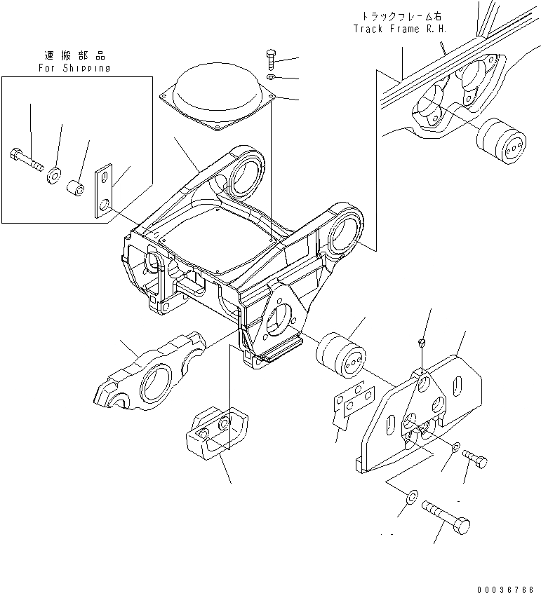 Схема запчастей Komatsu D375A-5 - ТЕЛЕЖКА (ПРАВ.) (ПЕРВ.) (ДЛЯ ПОЛН. ЗАЩИТА КАТКОВ) ХОДОВАЯ
