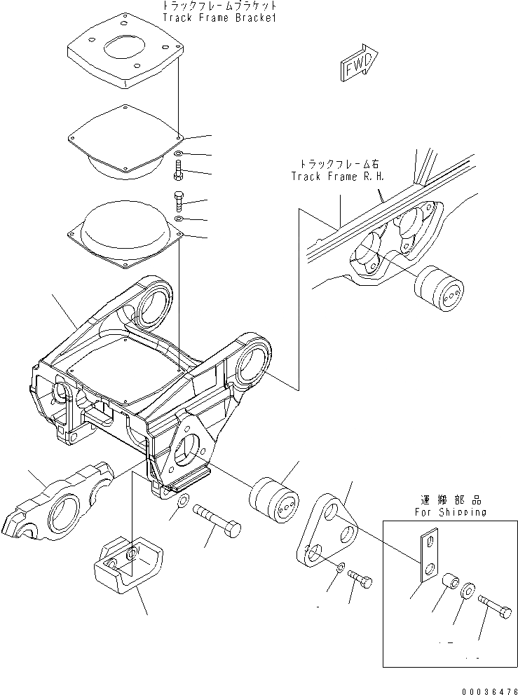 Схема запчастей Komatsu D375A-5 - ТЕЛЕЖКА (ПРАВ.) (ВТОР. И THIRD) ХОДОВАЯ