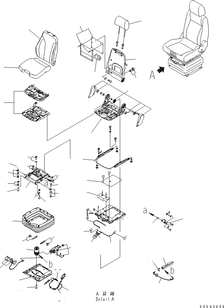 Схема запчастей Komatsu D375A-5 - СИДЕНЬЕ ОПЕРАТОРА (ТКАНЬ) (GRAMMER) (ВОЗД. С ВОЗД. ПОДВЕСКОЙ) ОСНОВН. КОМПОНЕНТЫ И РЕМКОМПЛЕКТЫ