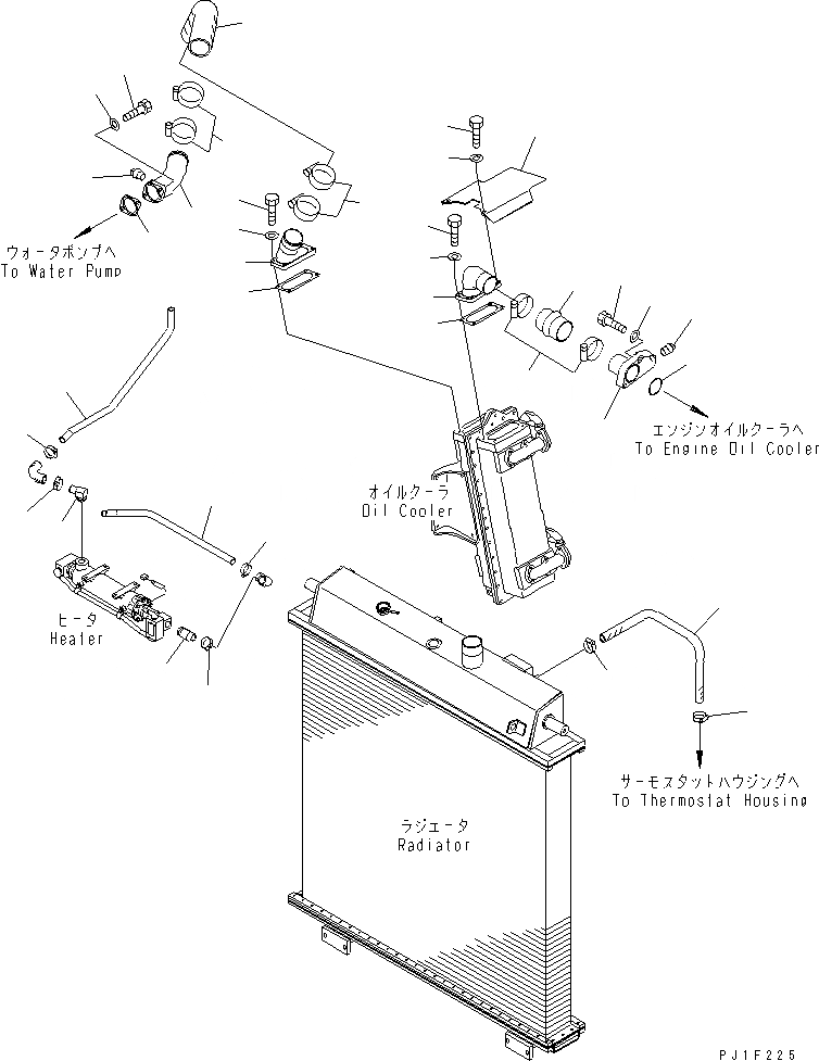 Схема запчастей Komatsu D375A-5 - ЛИНИИ МАСЛООХЛАДИТЕЛЯ (С ОБОГРЕВ. ПОДДОНА) СИСТЕМА ОХЛАЖДЕНИЯ