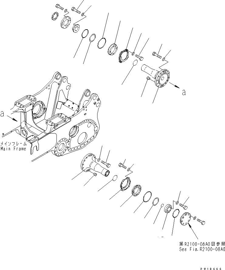 Схема запчастей Komatsu D375A-5 - ПОВОРОТН. ШКВОРЕНЬ ОСНОВН. РАМА И КОМПОНЕНТЫ