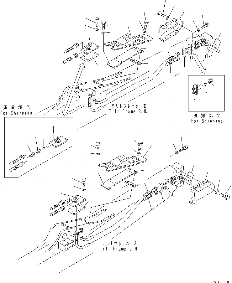Схема запчастей Komatsu D375A-5 - ПЕРЕКОС. ОТВАЛА ТРУБЫ (ДЛЯ ОТВАЛА С ДВОЙН. ПЕРЕКОСОМ) РАБОЧЕЕ ОБОРУДОВАНИЕ