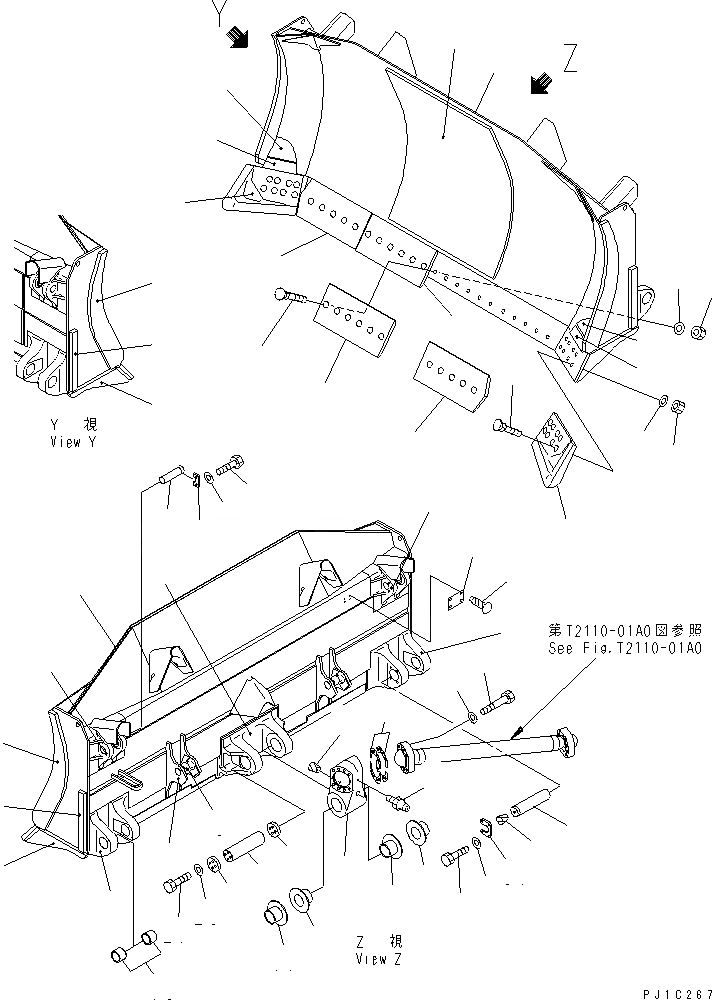 Схема запчастей Komatsu D375A-5 - НАКЛОН. ПОЛУ-СФЕРИЧ. ОТВАЛ (С ТОЛКАЮЩ. ПЛАСТИНА) РАБОЧЕЕ ОБОРУДОВАНИЕ