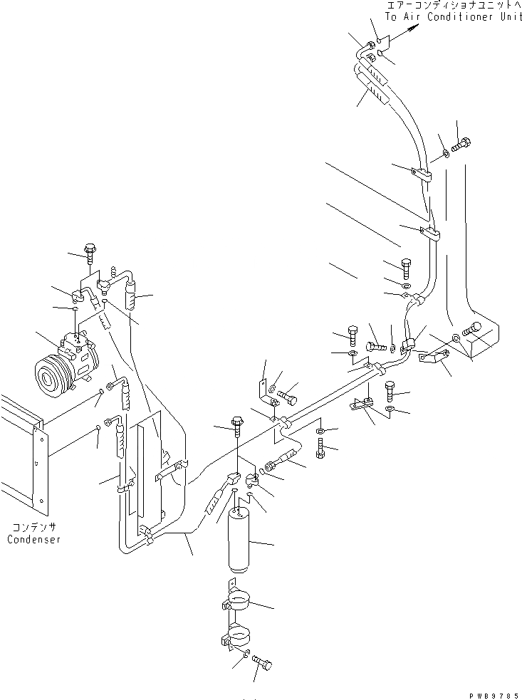 Схема запчастей Komatsu D375A-3 - ТРУБКИ КОНДИЦИОНЕРА (ВЫСОК. ЕМК. КОНДИЦ. ВОЗДУХА)(№7-77) КОМПОНЕНТЫ ДВИГАТЕЛЯ