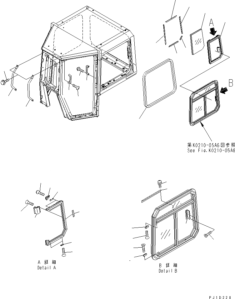 Схема запчастей Komatsu D375A-3 - КАБИНА (РАМА И РУЧКА) (МОРОЗОУСТОЙЧИВ. СПЕЦ-Я)(№7-) КАБИНА ОПЕРАТОРА И СИСТЕМА УПРАВЛЕНИЯ