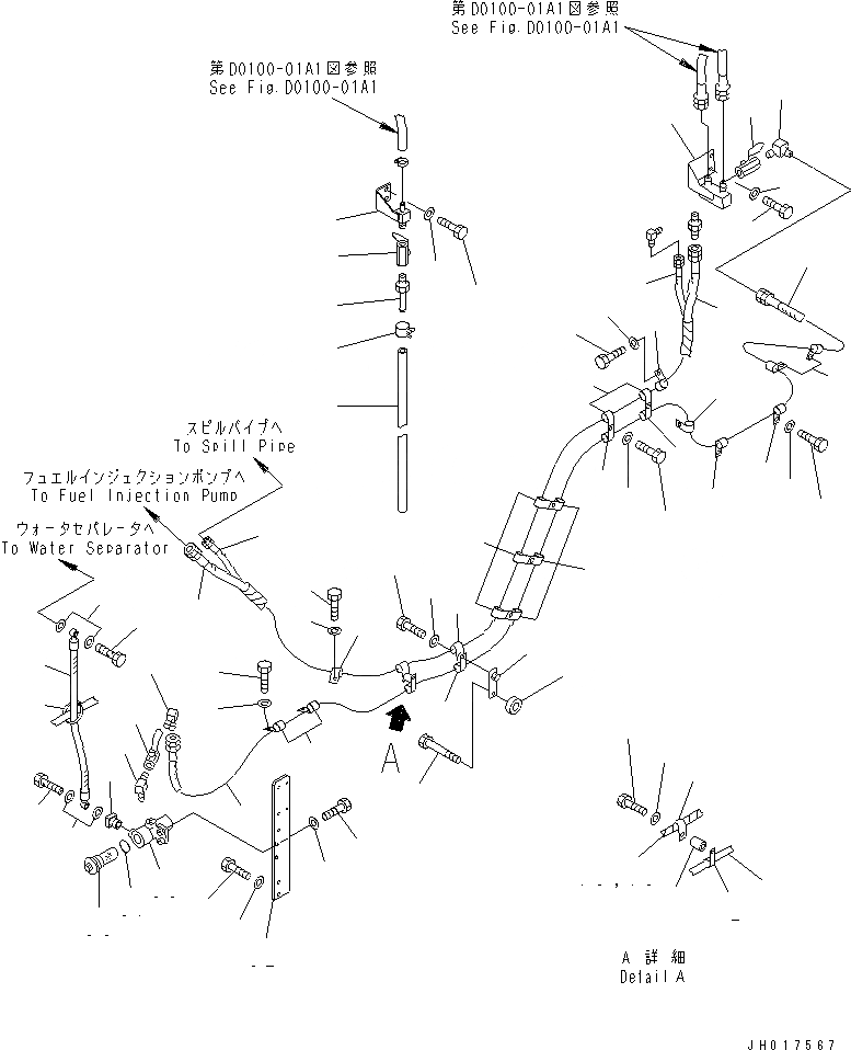Схема запчастей Komatsu D375A-5D - ТОПЛИВОПРОВОД. (С ВОДООТДЕЛИТЕЛЕМ) ТОПЛИВН. БАК. AND КОМПОНЕНТЫ