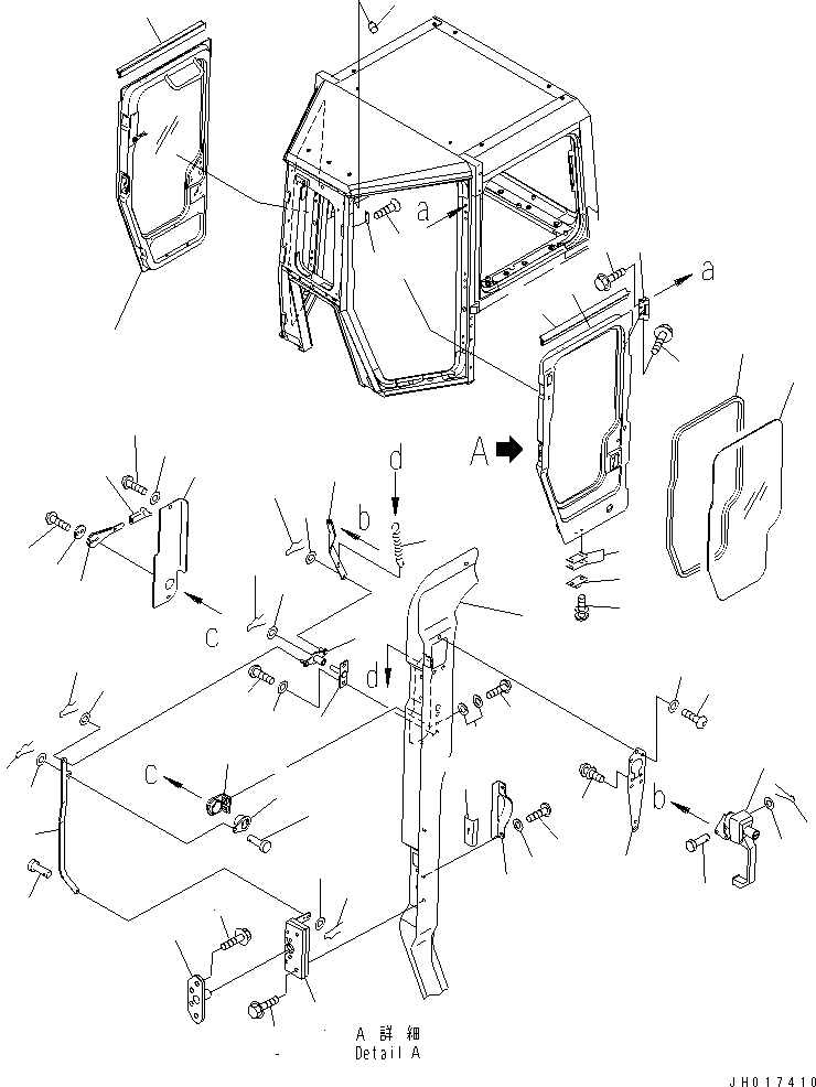 Схема запчастей Komatsu D375A-5D - КАБИНА (ДВЕРЬ И ЗАМОК) (/) КАБИНА ОПЕРАТОРА И СИСТЕМА УПРАВЛЕНИЯ