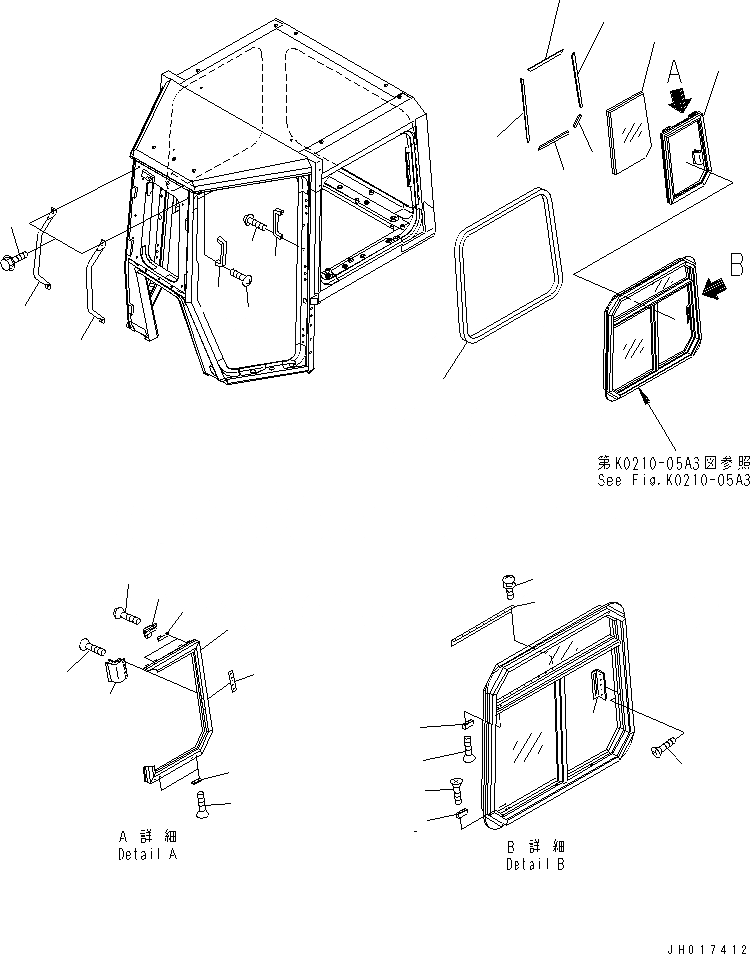 Схема запчастей Komatsu D375A-5D - КАБИНА (ПАНЕЛЬ ПЕРЕКЛЮЧАТЕЛЬ) КАБИНА ОПЕРАТОРА И СИСТЕМА УПРАВЛЕНИЯ