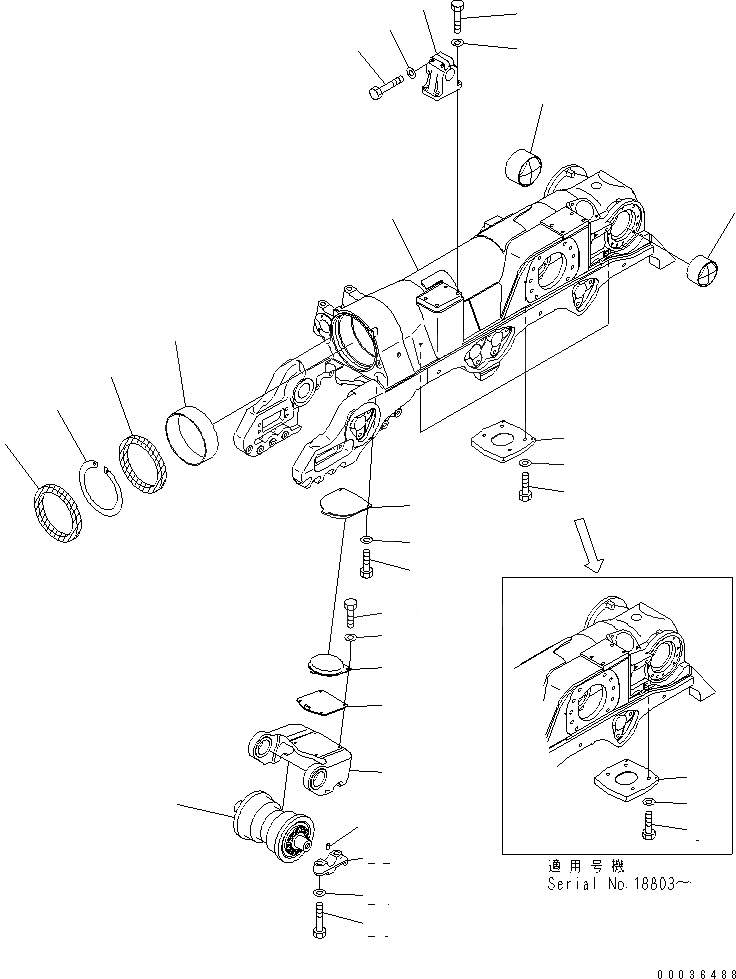 Схема запчастей Komatsu D375A-5D - ГУСЕНИЧНАЯ РАМА (ЛЕВ.)(№88-) ХОДОВАЯ
