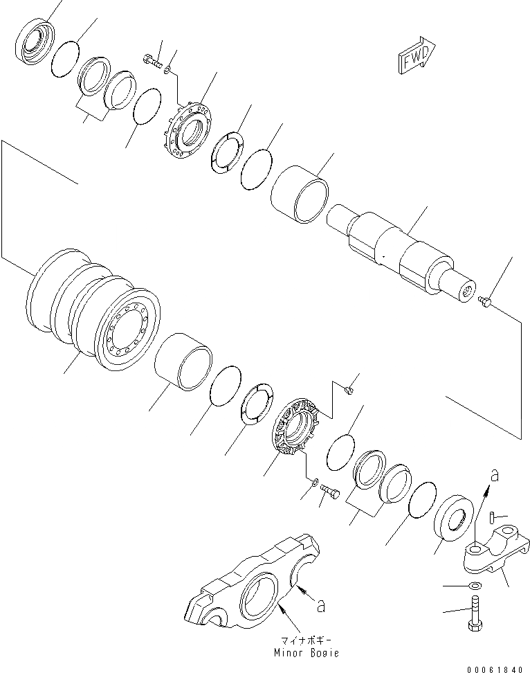 Схема запчастей Komatsu D375A-5D - ПОДДЕРЖИВАЮЩИЙ КАТОК (ПРАВ.)(№88-) ХОДОВАЯ