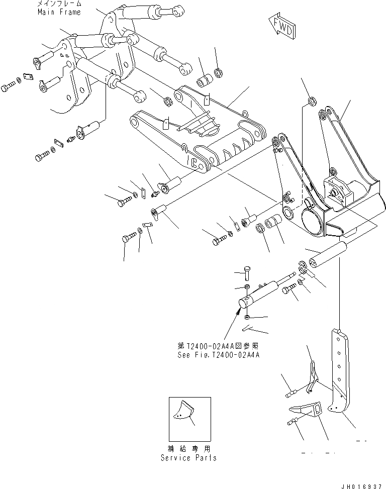 Схема запчастей Komatsu D375A-5D - ЦИЛИНДР СТОПОРН. ПАЛЬЦА (ДЛЯ ГИГАНТСК. РЫХЛИТ)(№978-) РАБОЧЕЕ ОБОРУДОВАНИЕ