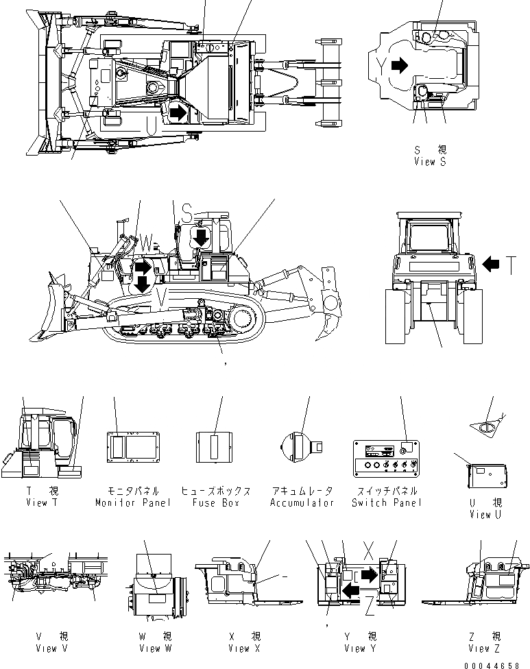 Схема запчастей Komatsu D375A-5D - МАРКИРОВКА (АНГЛ.) (С ШИРОК. КАБИНОЙ) (МОРОЗОУСТОЙЧИВ. СПЕЦ-Я) (K-ТЕЛЕЖКА ТИП)(№89-) МАРКИРОВКА