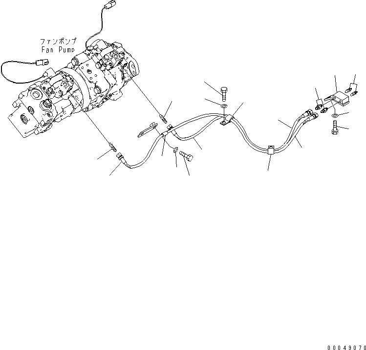 Схема запчастей Komatsu D375A-5E0 - ПРИВОД ВЕНТИЛЯТОРА ЛИНИЯ (ВОЗДУШН. ВЕНТИЛЯЦИЯ) ГИДРАВЛИКА