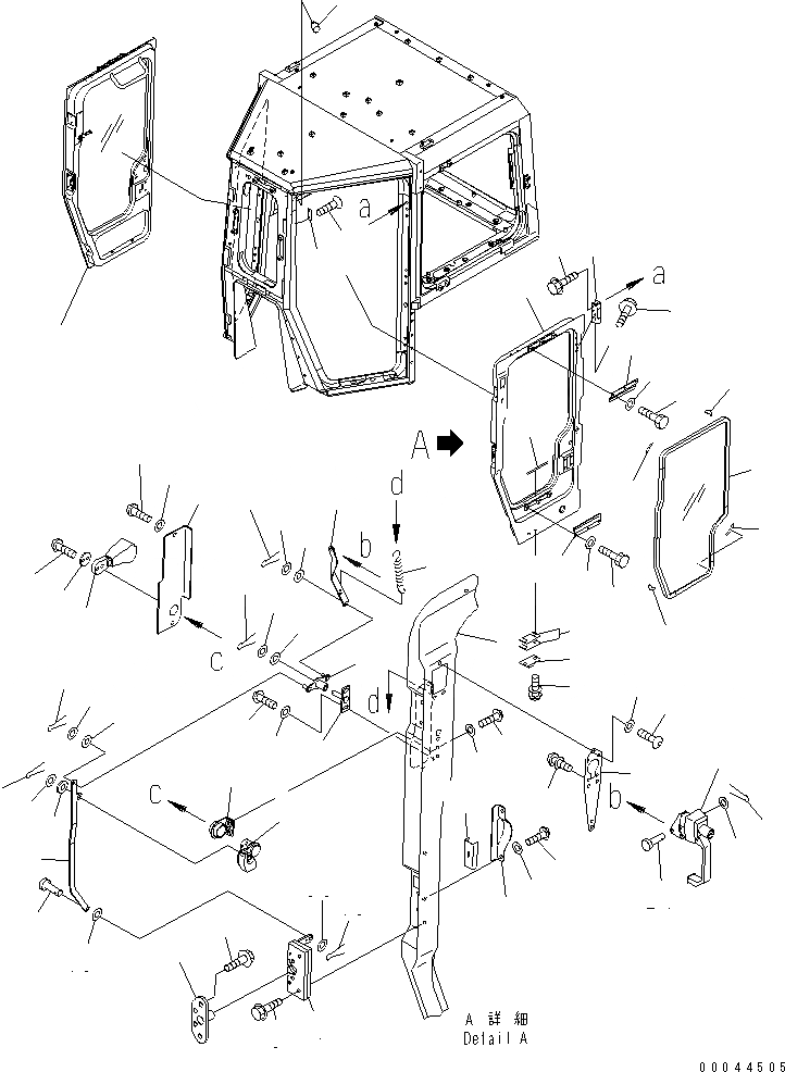 Схема запчастей Komatsu D375A-5E0 - КАБИНА (ДВЕРЬ И ЗАМОК) (/) (ВЫС. УСИЛ. PSI СТЕКЛА) КАБИНА ОПЕРАТОРА И СИСТЕМА УПРАВЛЕНИЯ