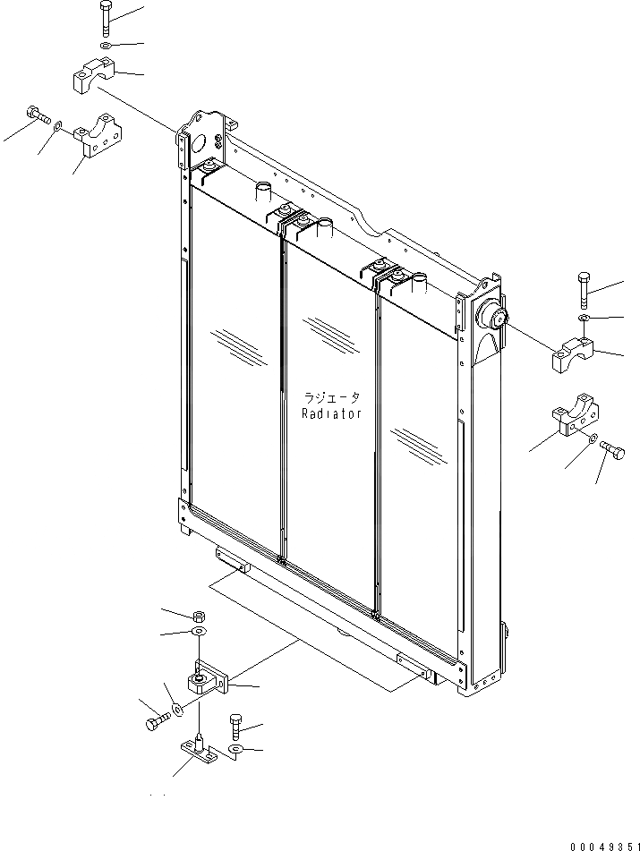 Схема запчастей Komatsu D375A-5E0 - ЗАЩИТА РАДИАТОРА (КРЕПЛЕНИЕ РАДИАТОРА) ЧАСТИ КОРПУСА