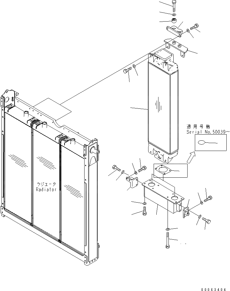 Схема запчастей Komatsu D375A-5E0 - ЗАЩИТА РАДИАТОРА (ПОСЛЕОХЛАДИТЕЛЬ И КРЕПЛЕНИЕ) ЧАСТИ КОРПУСА