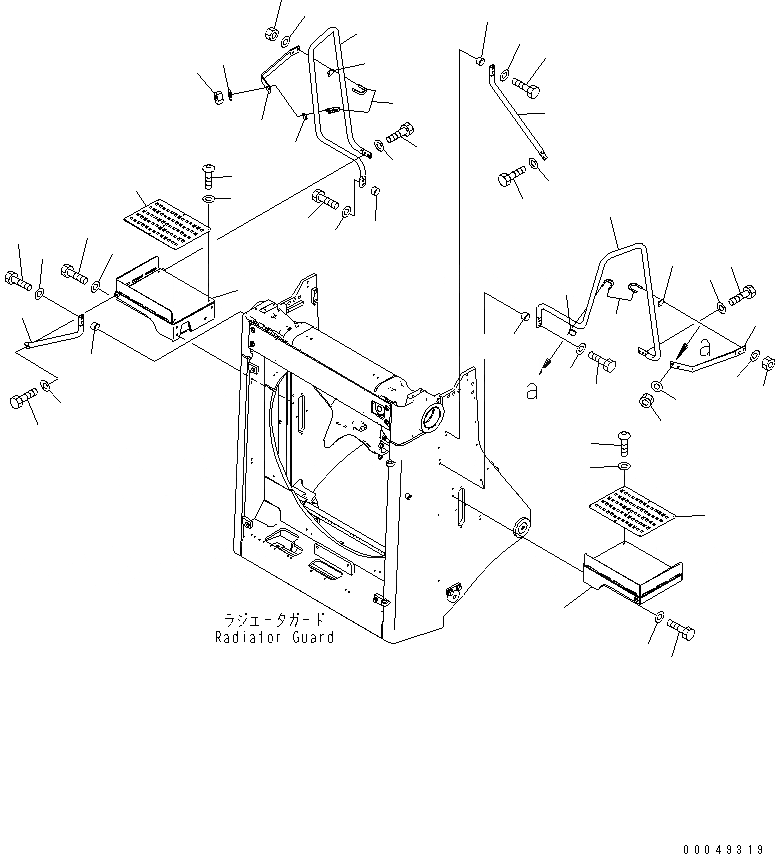 Схема запчастей Komatsu D375A-5E0 - ЗАЩИТА РАДИАТОРА (РУЧКА) ЧАСТИ КОРПУСА