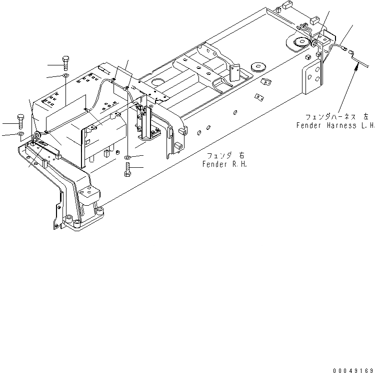 Схема запчастей Komatsu D375A-5E0 - КРЫЛО (Э/ПРОВОДКА) (ПРАВ.) (С NUMBERING) (VHMS СПЕЦ-Я.) ЧАСТИ КОРПУСА